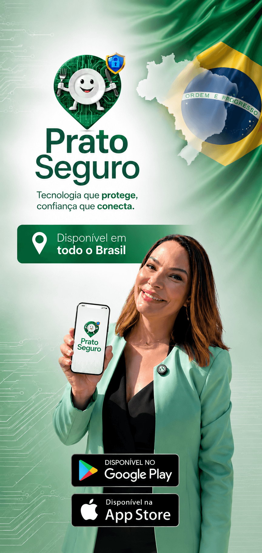 Mapa do Brasil com destaque visual do Prato Seguro