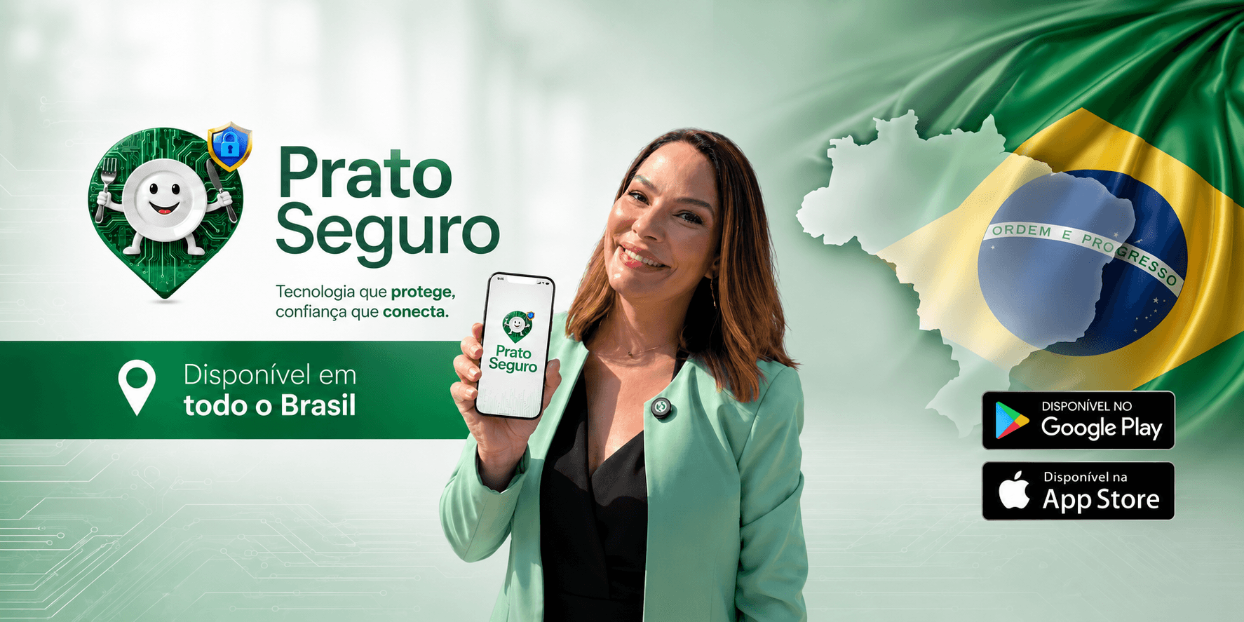 Mapa do Brasil com destaque visual do Prato Seguro